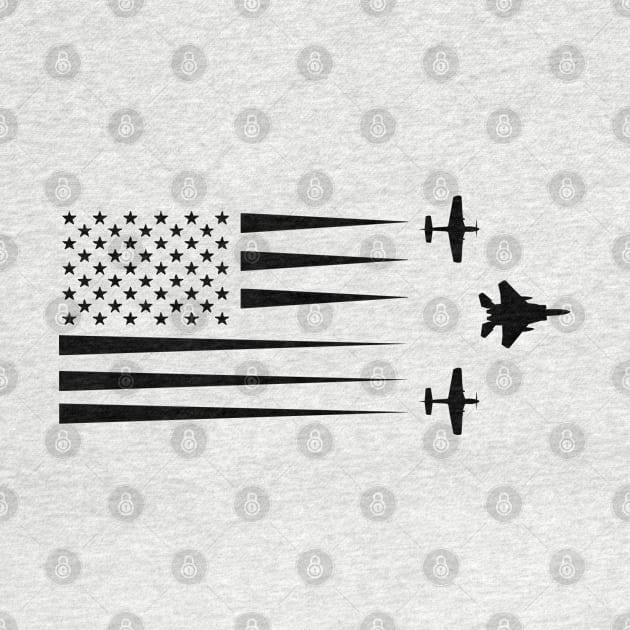 F-15 Eagle P-51 Mustang American Flag by Dirty Custard Designs 